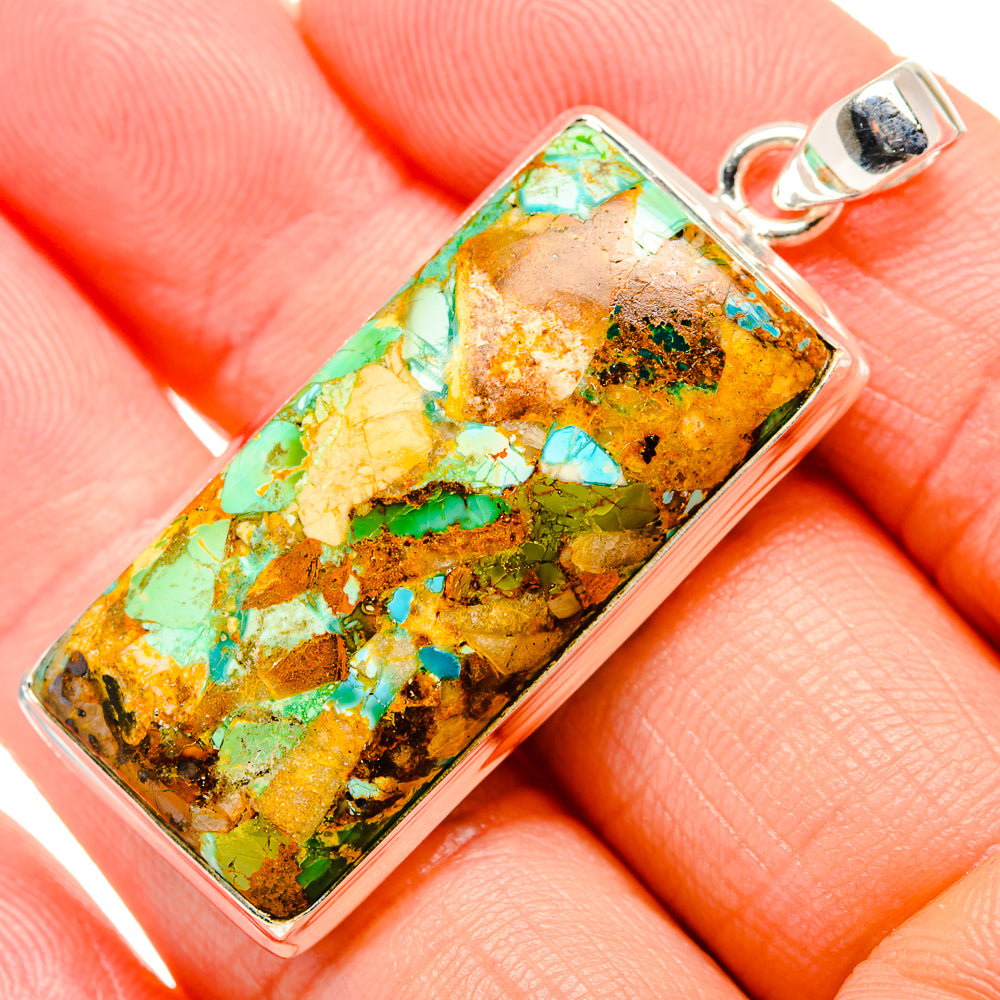 Kingman Mohave Turquoise Pendants handcrafted by Anasilvercos - PD35232