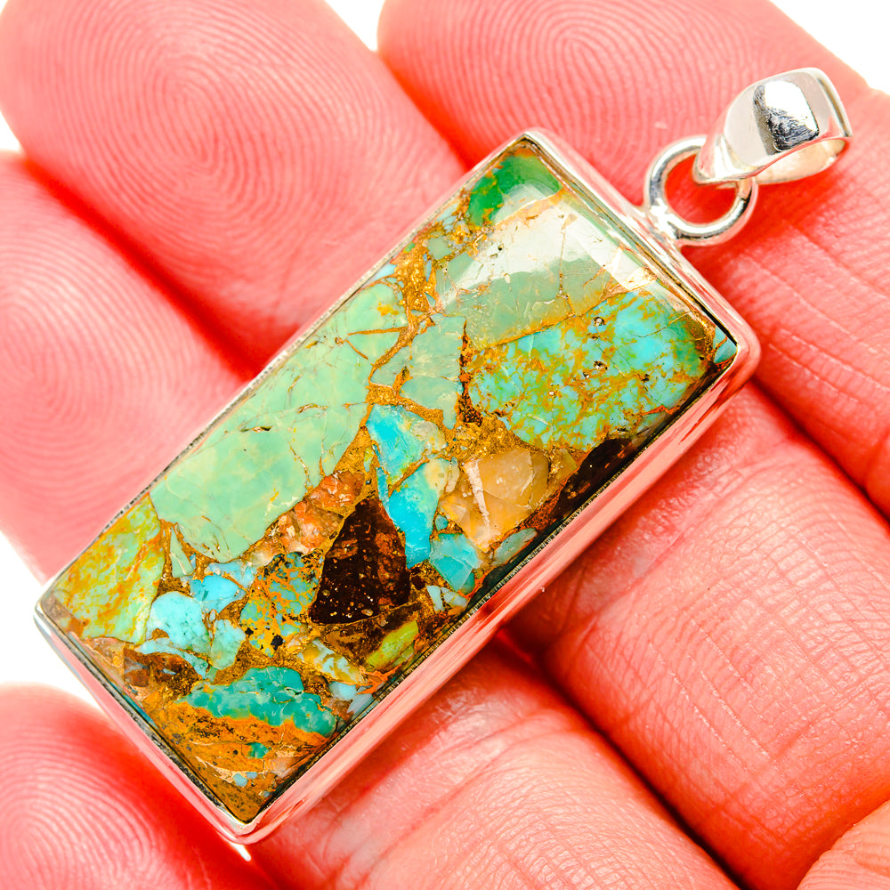 Kingman Mohave Turquoise Pendants handcrafted by Anasilvercos - PD35234