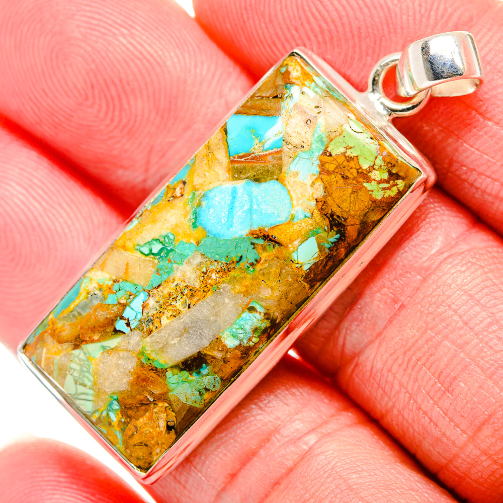 Kingman Mohave Turquoise Pendants handcrafted by Anasilvercos - PD35235