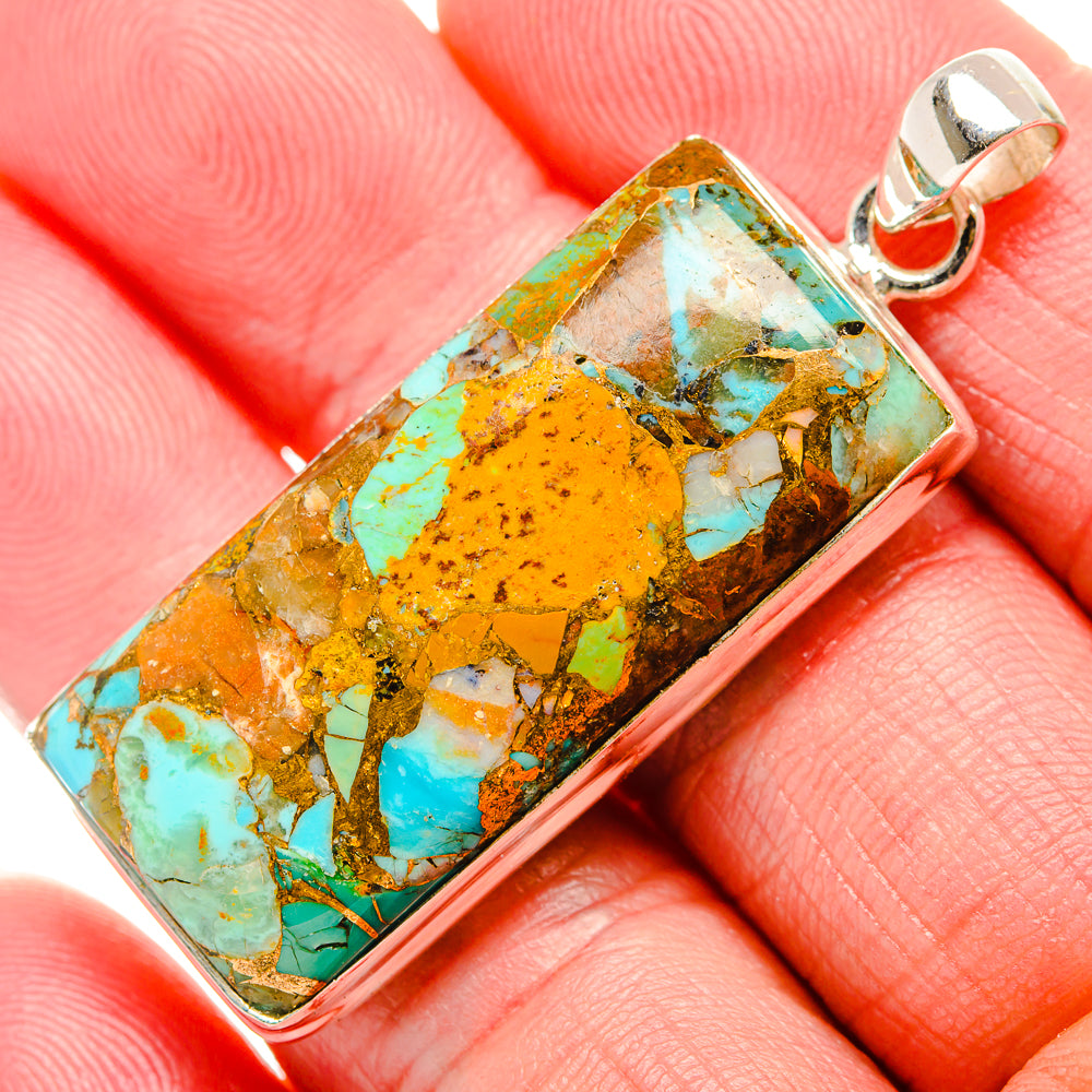 Kingman Mohave Turquoise Pendants handcrafted by Anasilvercos - PD35237