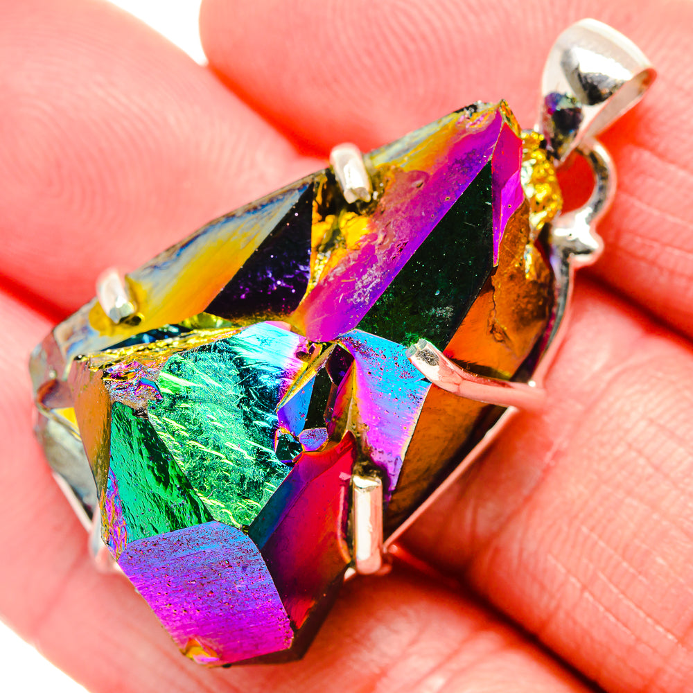 Titanium Sunshine Druzy Pendants handcrafted by Anasilvercos - PD35254