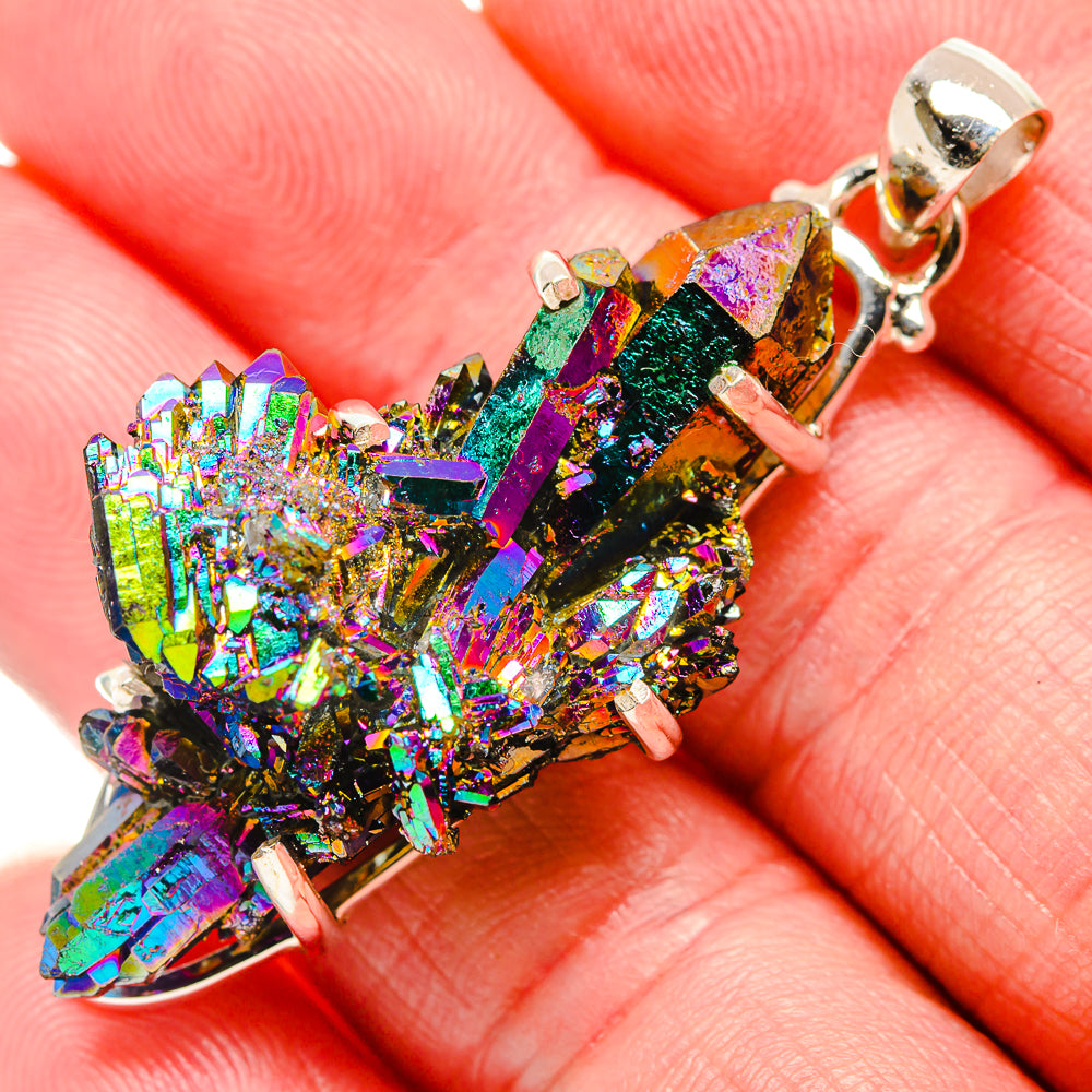 Titanium Sunshine Druzy Pendants handcrafted by Anasilvercos - PD35259