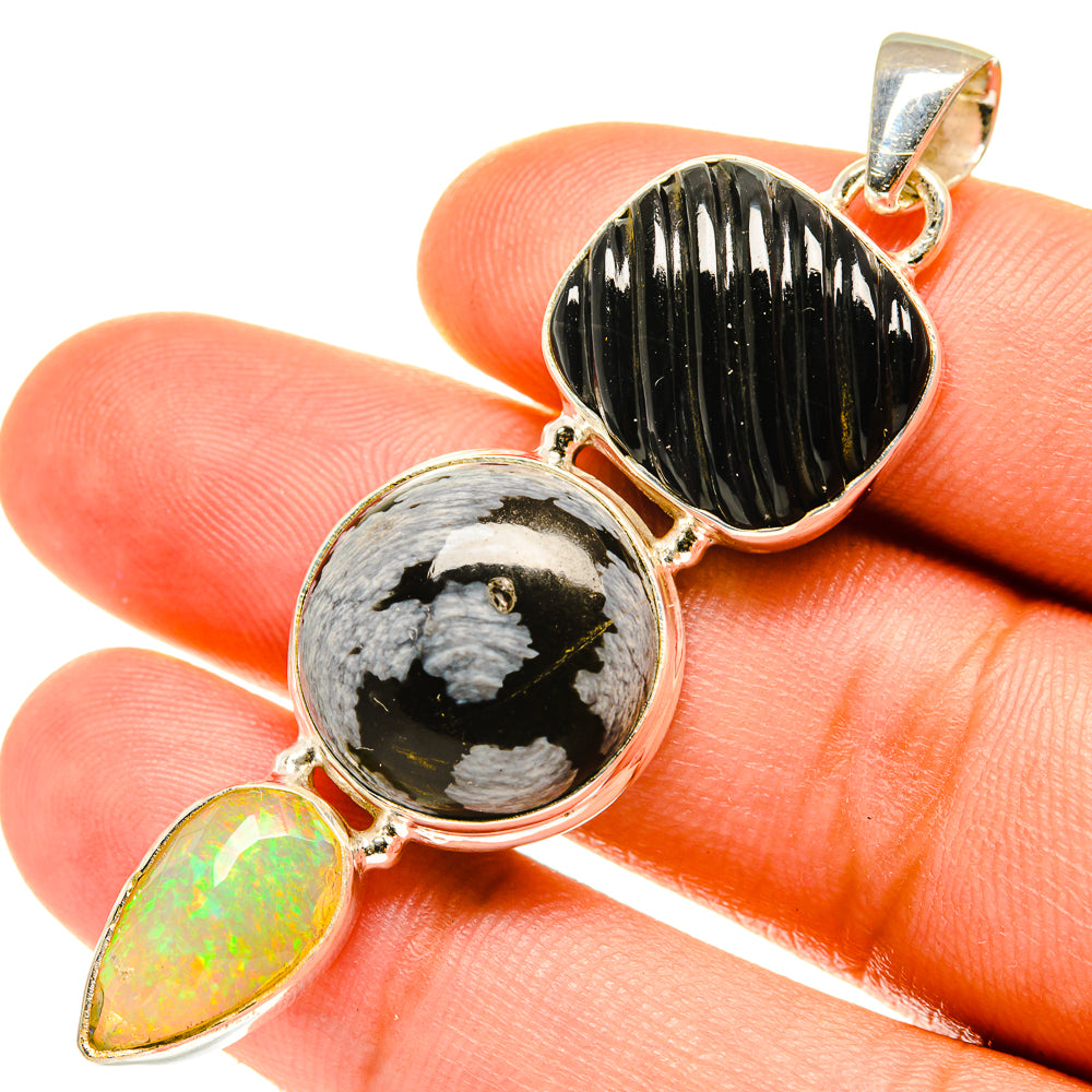 Snowflake Obsidian Pendants handcrafted by Anasilvercos - PD3527