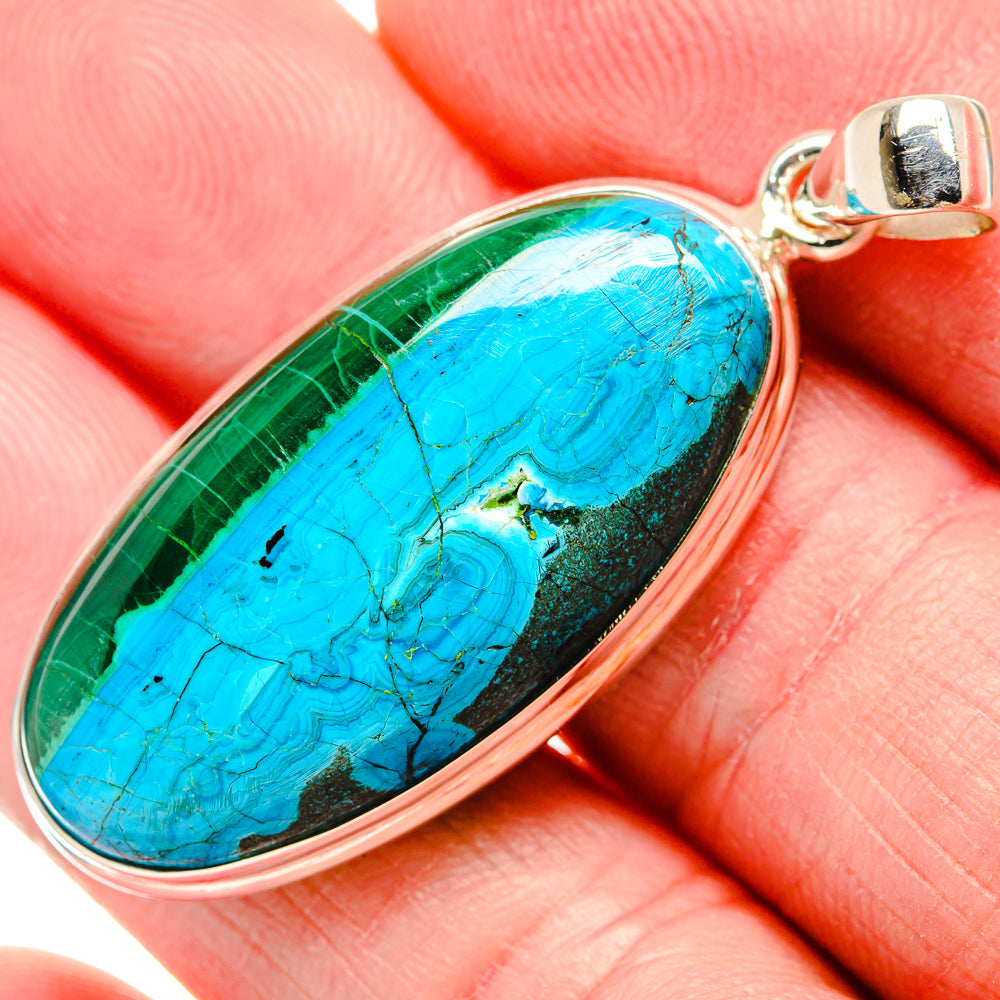 Malachite In Chrysocolla Pendants handcrafted by Anasilvercos - PD35304