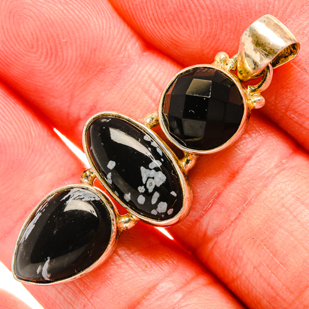 Snowflake Obsidian Pendants handcrafted by Anasilvercos - PD35383