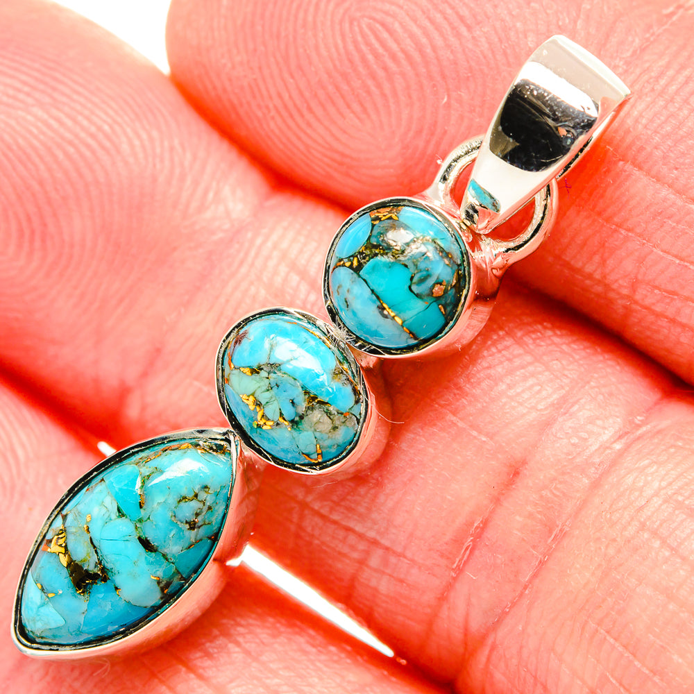 Kingman Mohave Turquoise Pendants handcrafted by Anasilvercos - PD35394