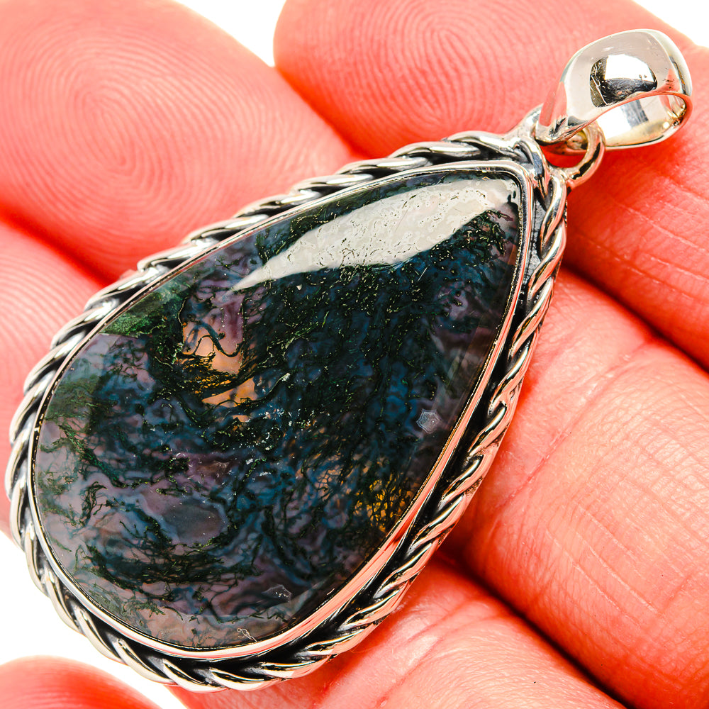 Green Moss Agate Pendants handcrafted by Anasilvercos - PD35407