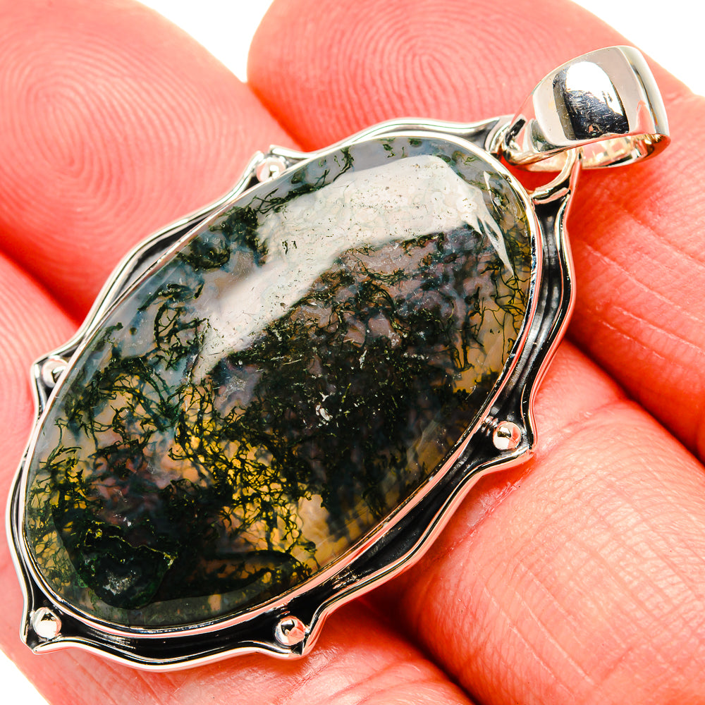 Green Moss Agate Pendants handcrafted by Anasilvercos - PD35408