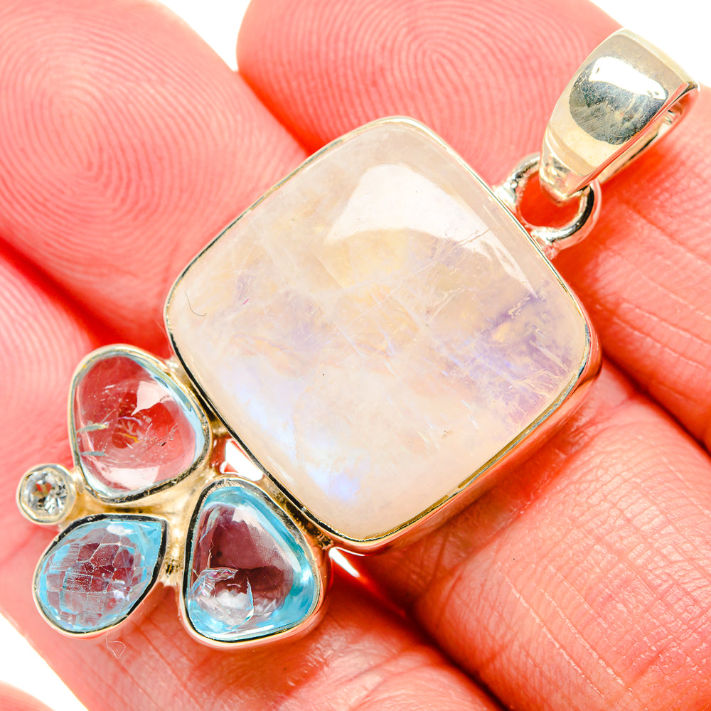 Rainbow Moonstone Pendants handcrafted by Anasilvercos - PD35457
