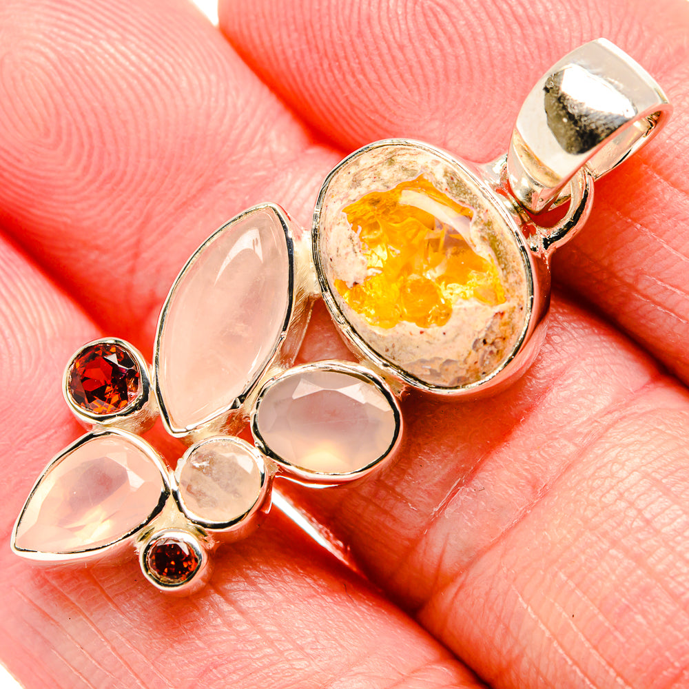 Mexican Fire Opal Pendants handcrafted by Anasilvercos - PD35507