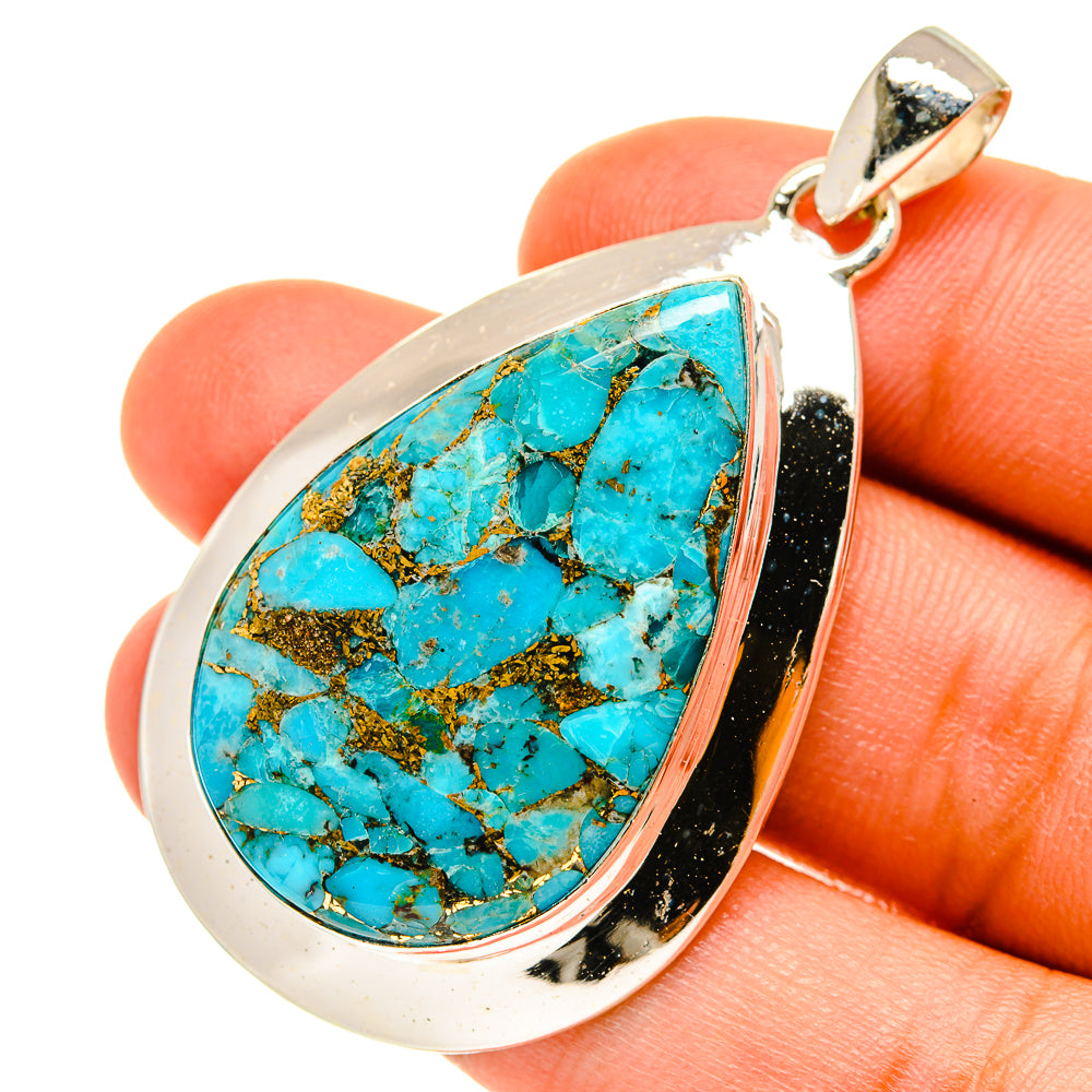 Blue Copper Composite Turquoise Pendants handcrafted by Anasilvercos - PD3552