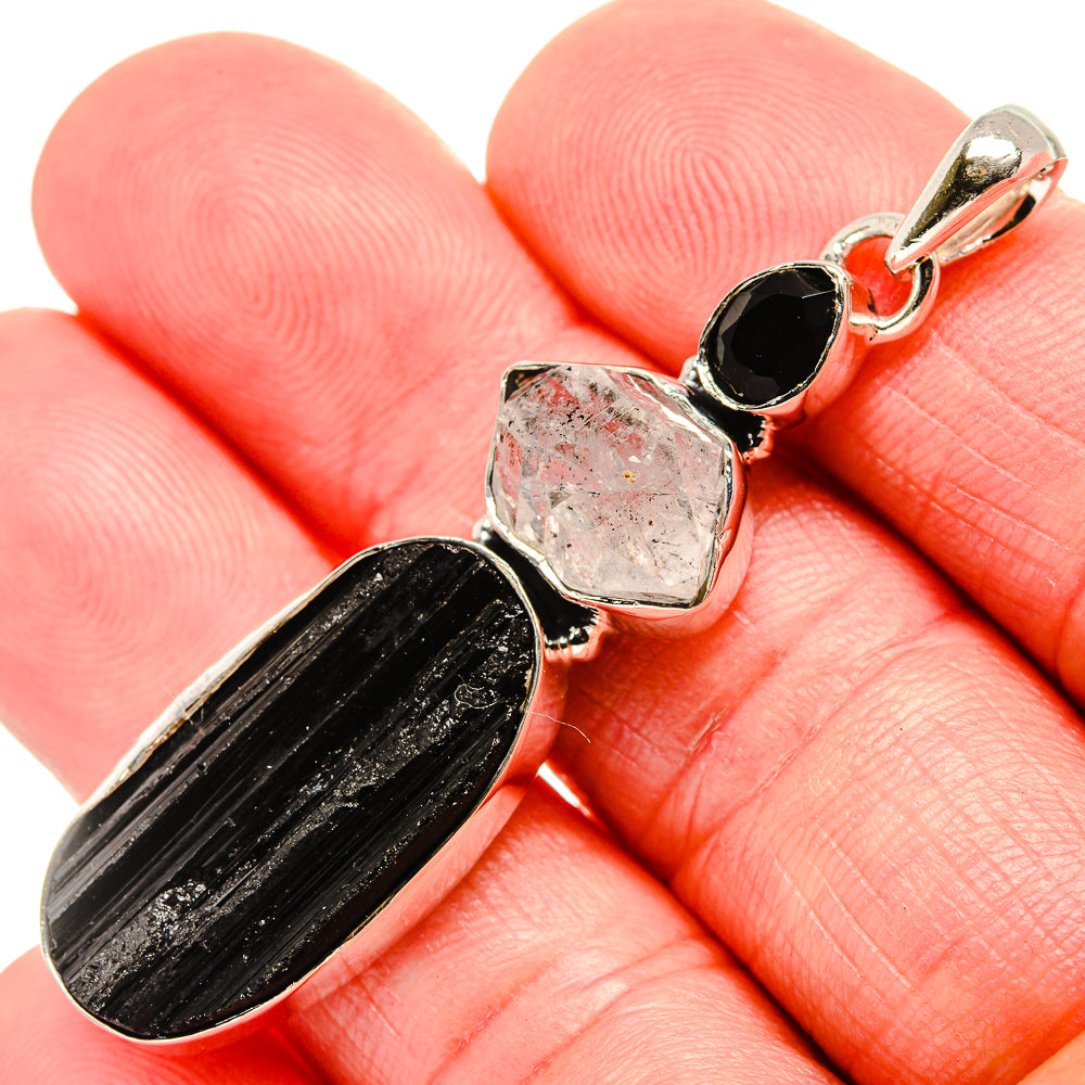 Black Tourmaline Pendants handcrafted by Anasilvercos - PD35542