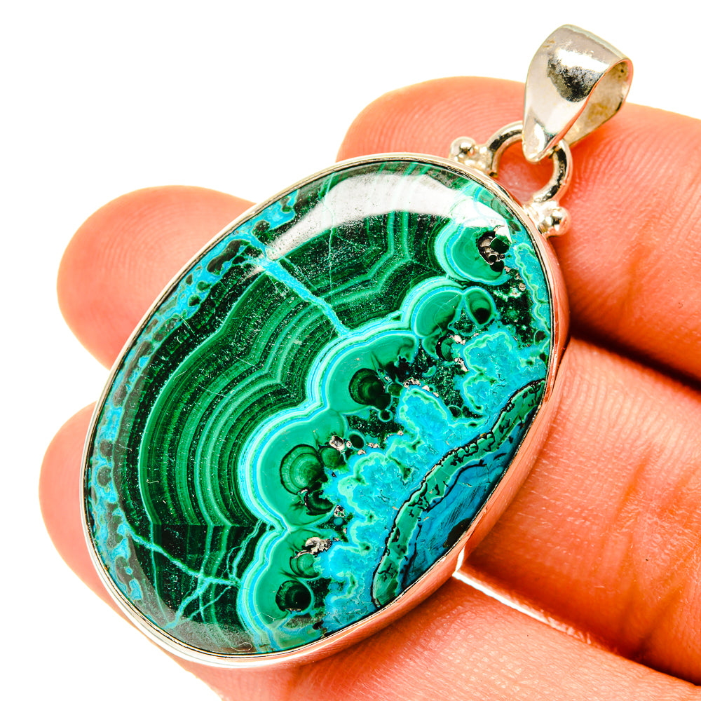 Malachite In Chrysocolla Pendants handcrafted by Anasilvercos - PD3555