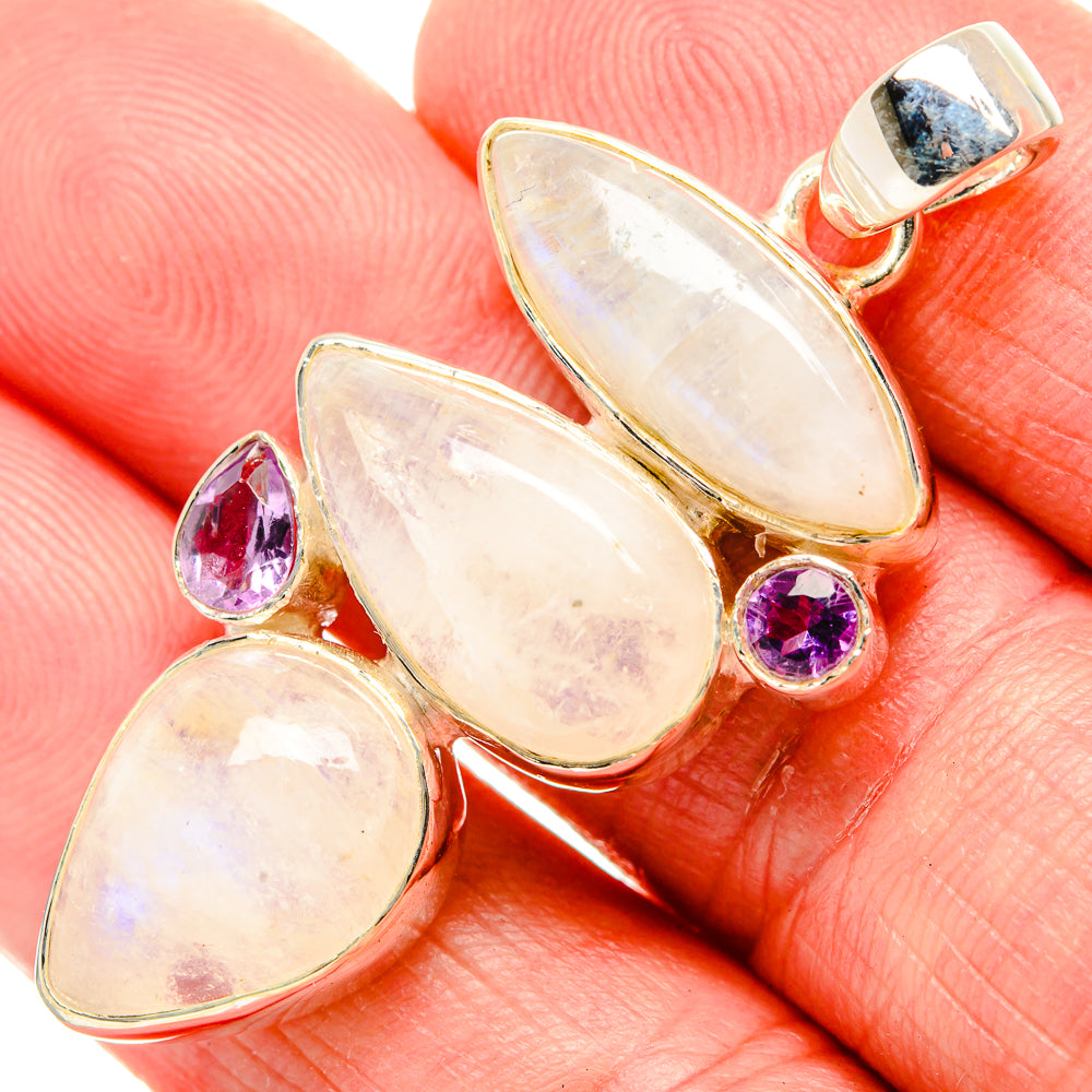 Rainbow Moonstone Pendants handcrafted by Anasilvercos - PD35567