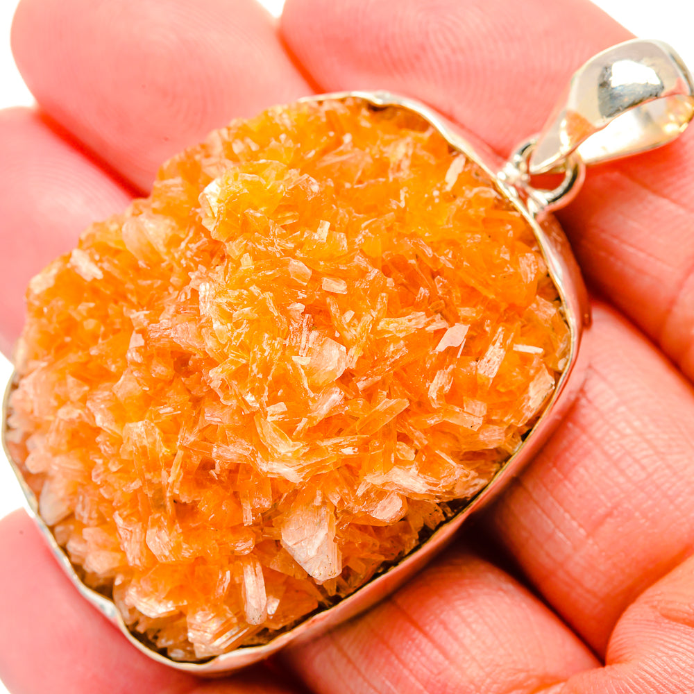 Orange Calcite Crystal Pendants handcrafted by Anasilvercos - PD35612