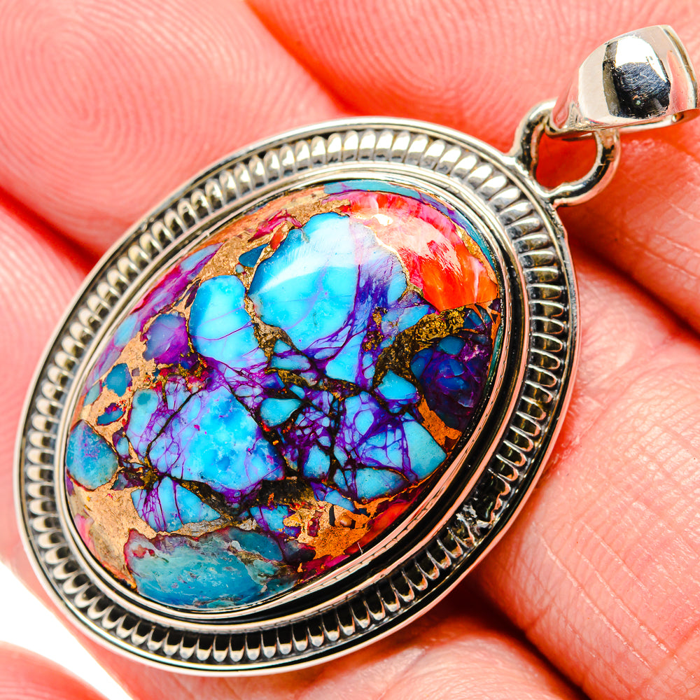 Kingman Pink Dahlia Turquoise Pendants handcrafted by Anasilvercos - PD35619