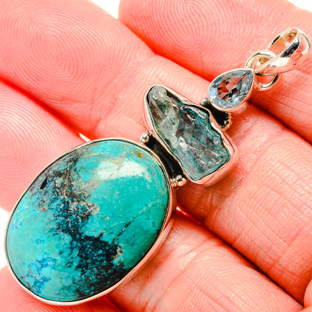 Tibetan Turquoise Pendants handcrafted by Anasilvercos - PD35630