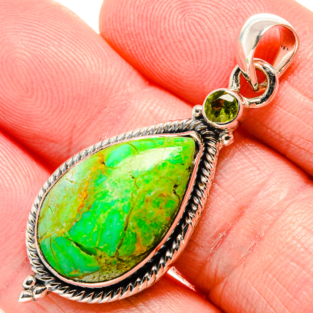 Green Copper Composite Turquoise Pendants handcrafted by Anasilvercos - PD35642