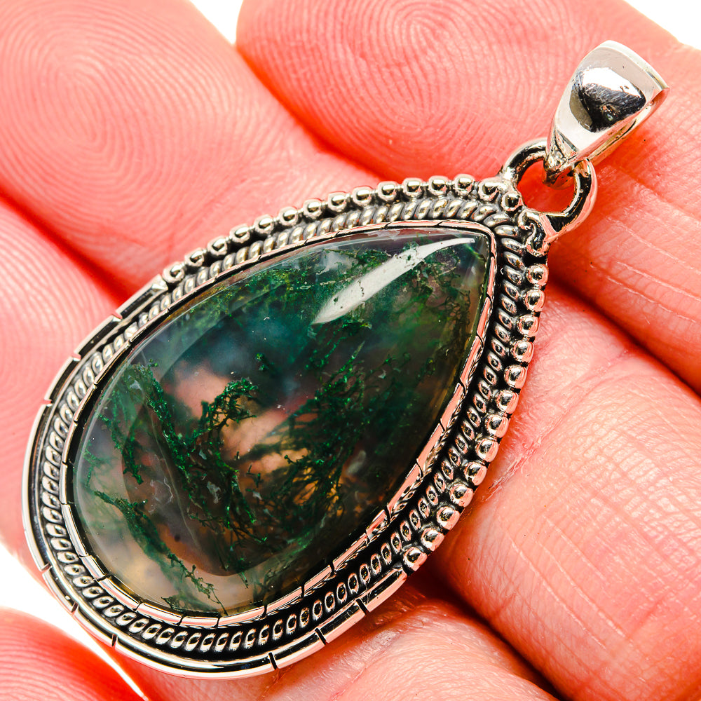 Green Moss Agate Pendants handcrafted by Anasilvercos - PD35652