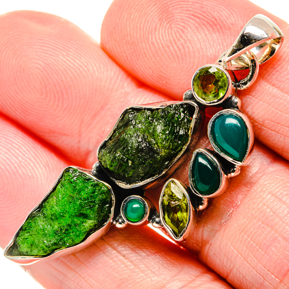 Chrome Diopside Pendants handcrafted by Anasilvercos - PD35655