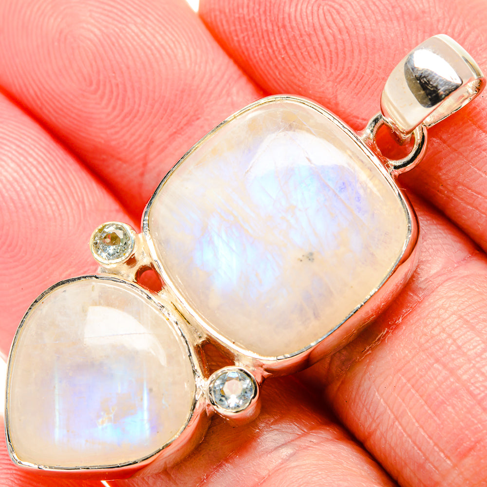 Rainbow Moonstone Pendants handcrafted by Anasilvercos - PD35668