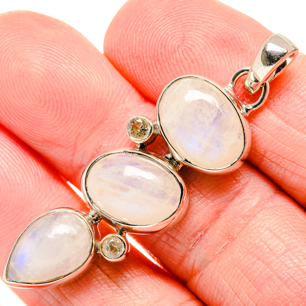 Rainbow Moonstone Pendants handcrafted by Anasilvercos - PD35670