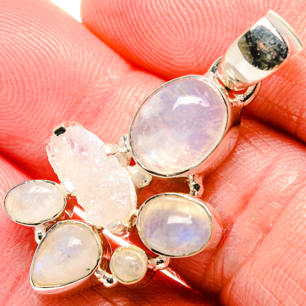Rainbow Moonstone Pendants handcrafted by Anasilvercos - PD35694