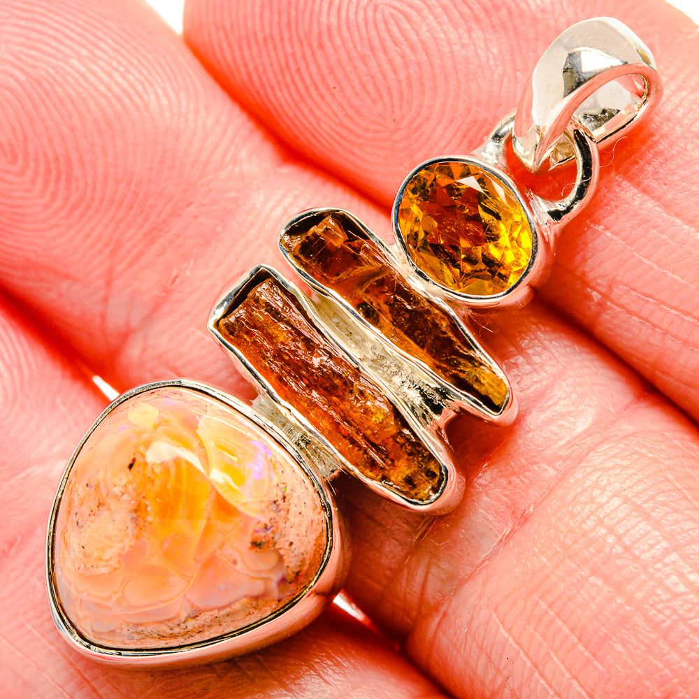 Mexican Fire Opal Pendants handcrafted by Anasilvercos - PD35699