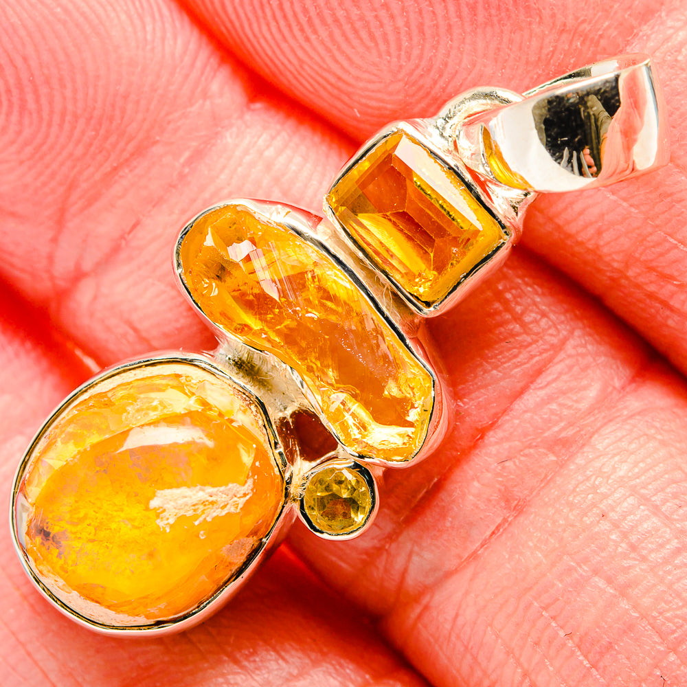 Mexican Fire Opal Pendants handcrafted by Anasilvercos - PD35776