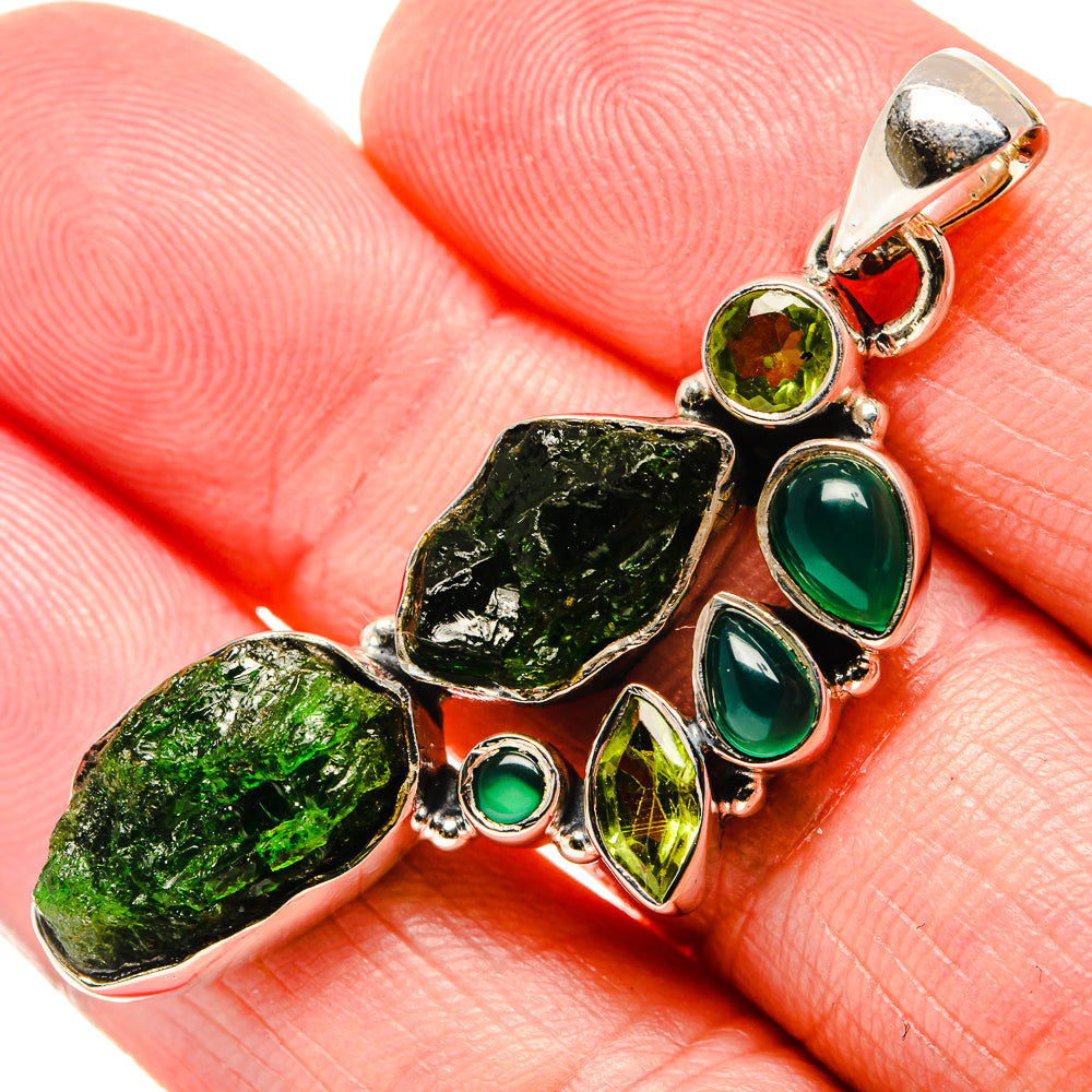 Chrome Diopside Pendants handcrafted by Anasilvercos - PD35784