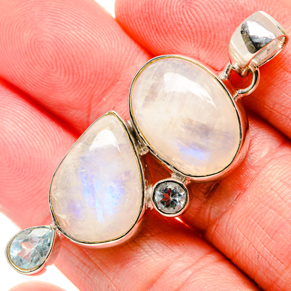 Rainbow Moonstone Pendants handcrafted by Anasilvercos - PD35794