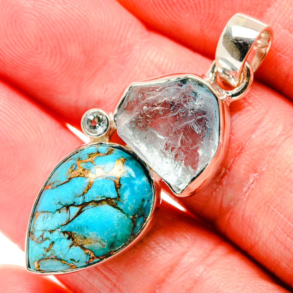 Blue Copper Composite Turquoise Pendants handcrafted by Anasilvercos - PD35840