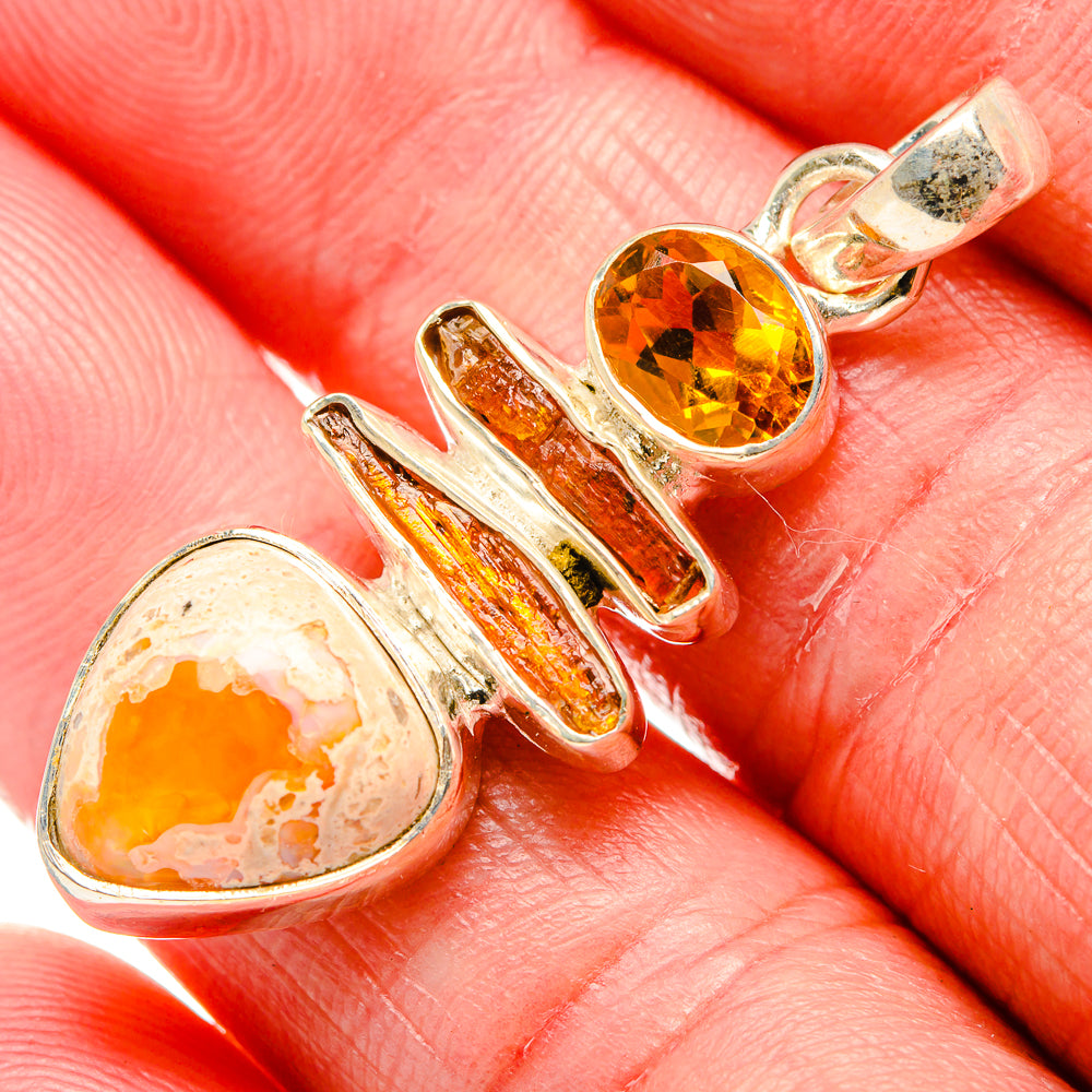 Mexican Fire Opal Pendants handcrafted by Anasilvercos - PD35875