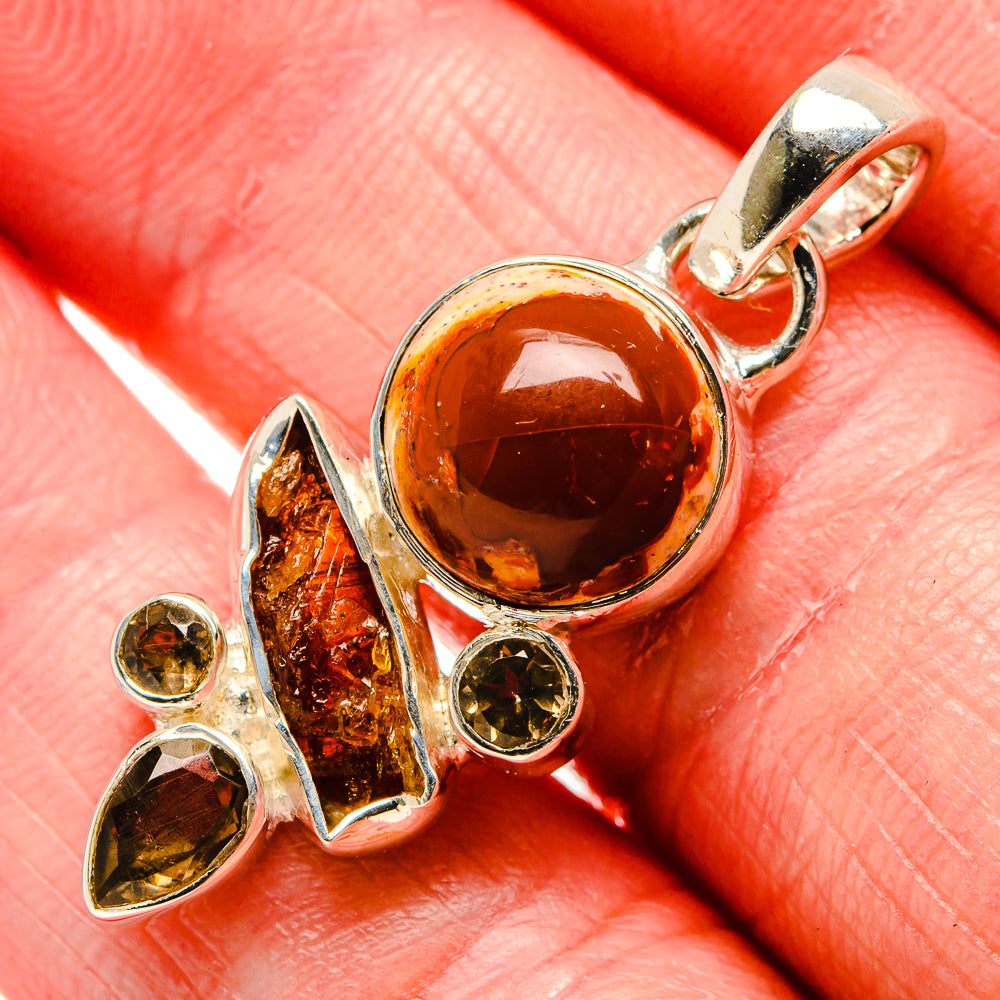 Mexican Fire Opal Pendants handcrafted by Anasilvercos - PD35881