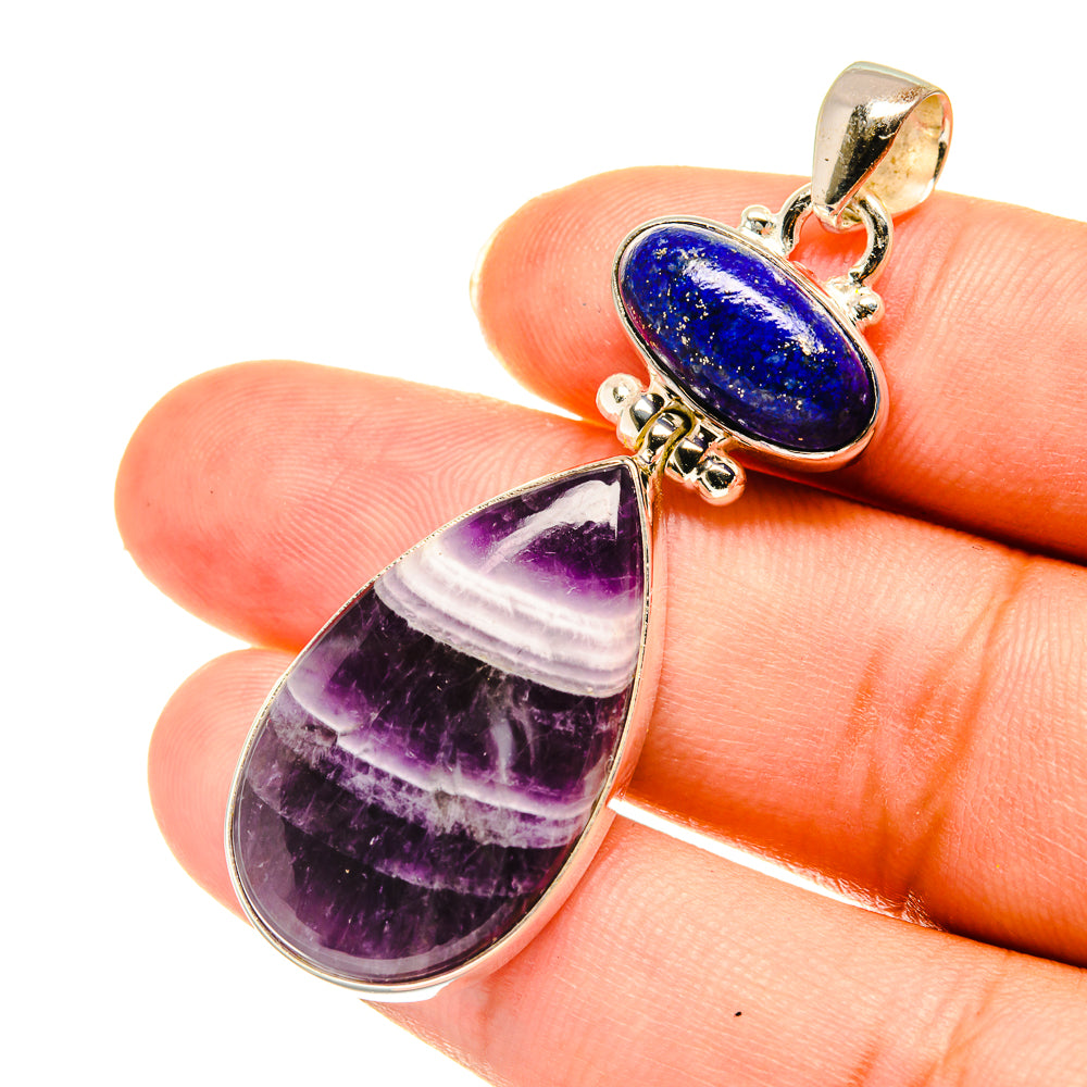 Chevron Amethyst Pendants handcrafted by Anasilvercos - PD3590