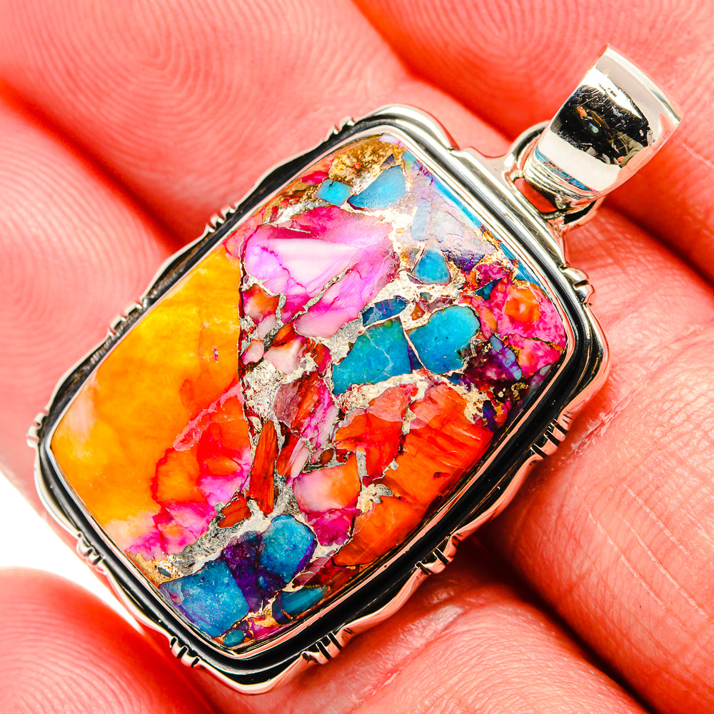 Kingman Pink Turquoise Pendants handcrafted by Anasilvercos - PD35908