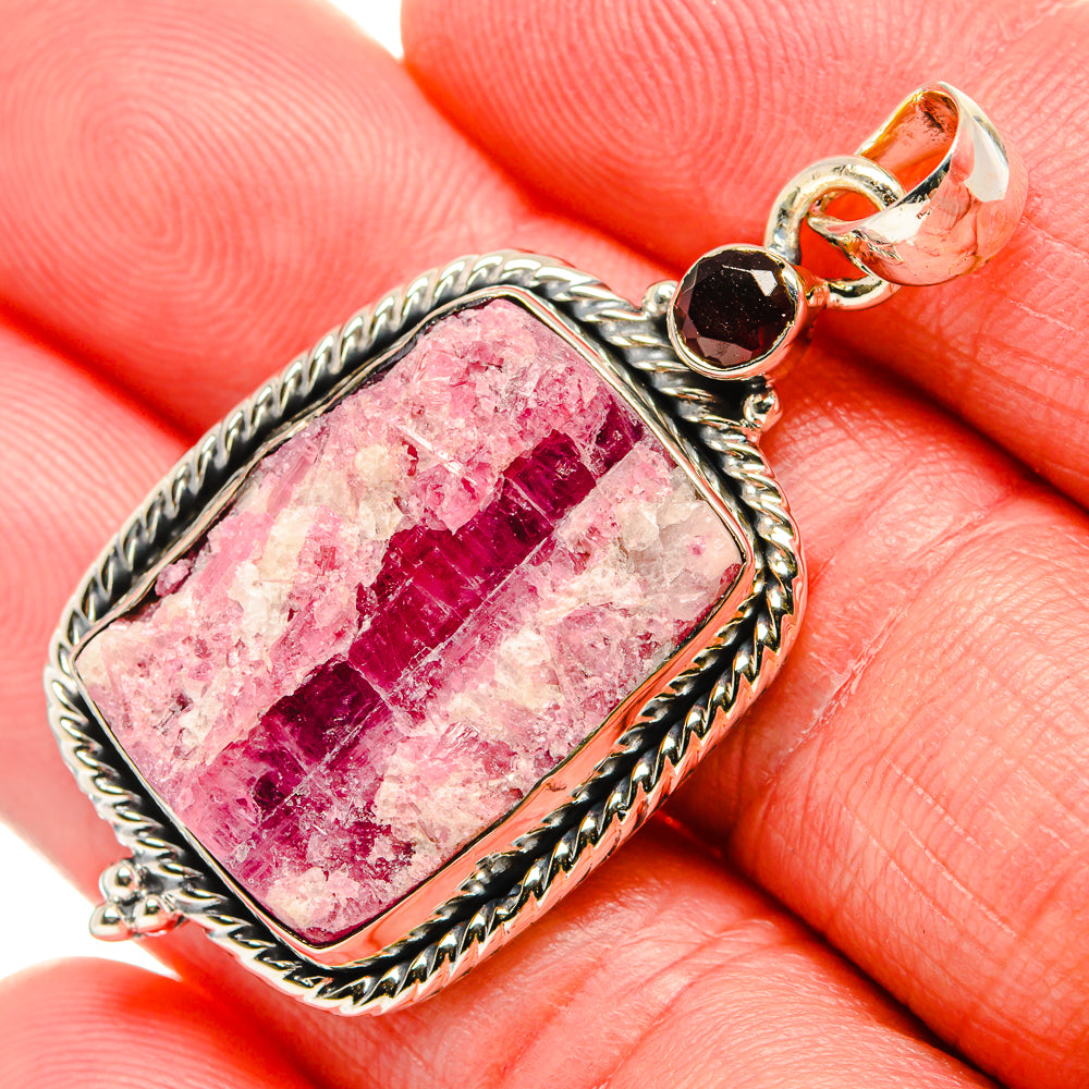 Pink Tourmaline In Quartz Pendants handcrafted by Anasilvercos - PD35918