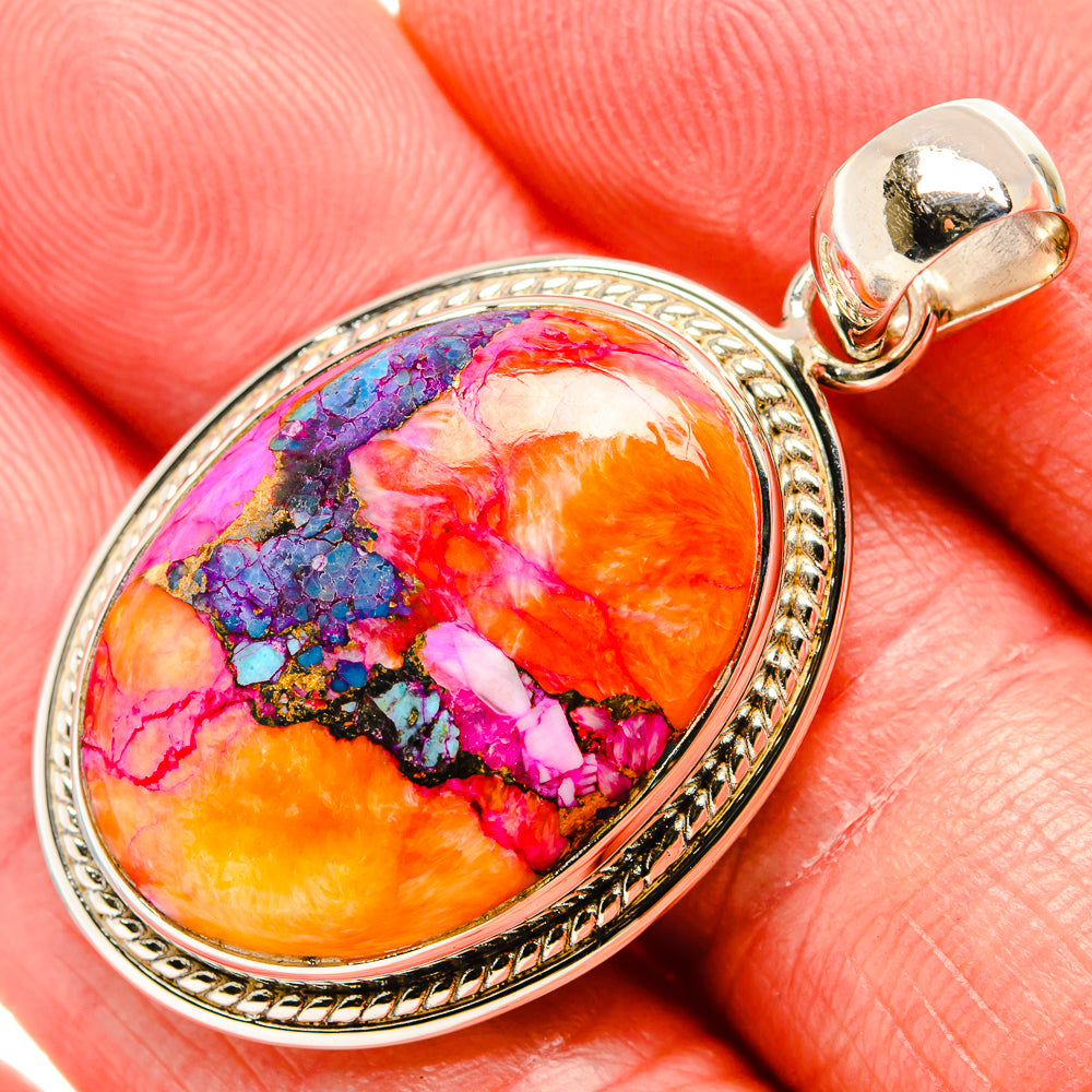 Kingman Pink Dahlia Turquoise Pendants handcrafted by Anasilvercos - PD35925