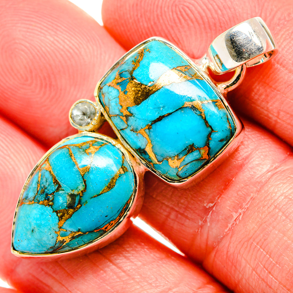 Blue Copper Composite Turquoise Pendants handcrafted by Anasilvercos - PD35932