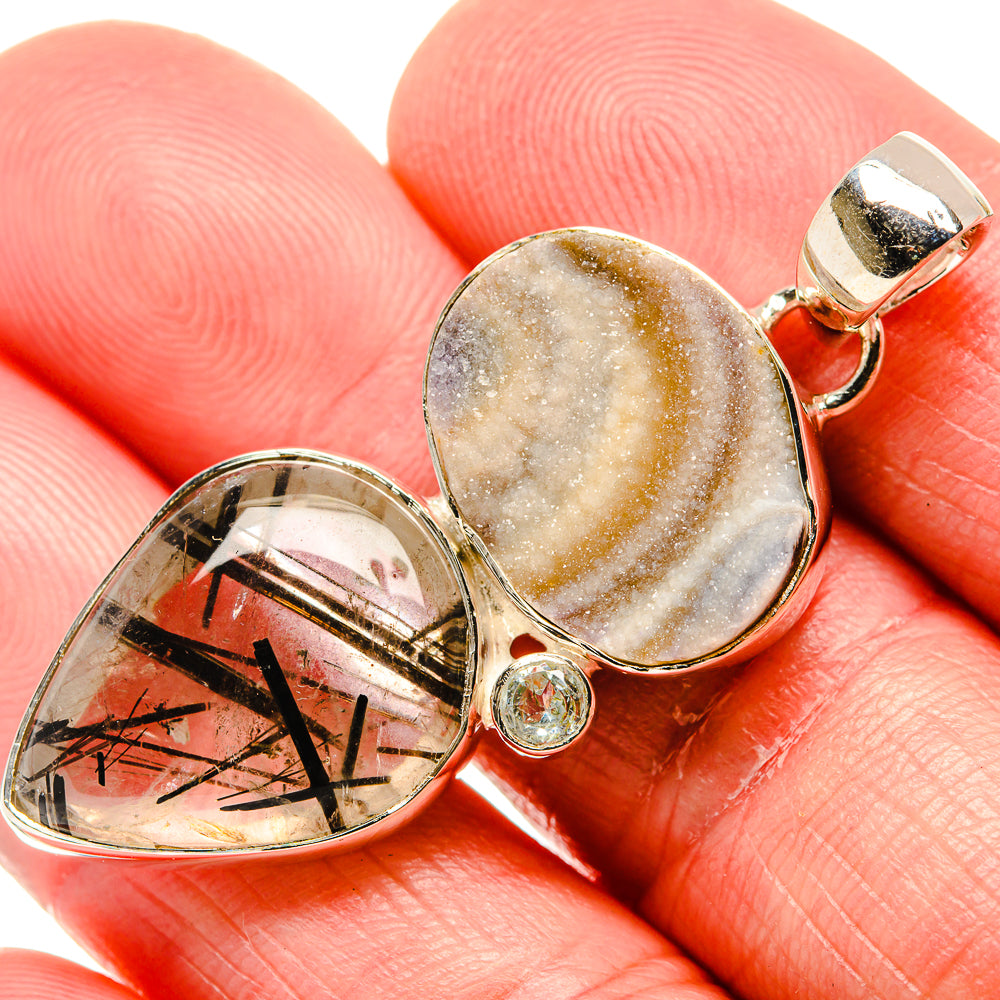 Tourmalinated Quartz Pendants handcrafted by Anasilvercos - PD35961