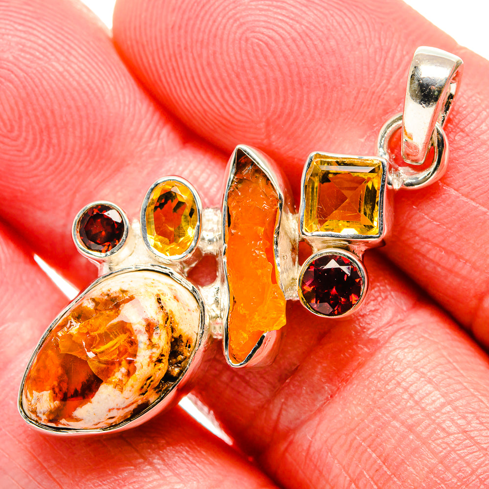 Mexican Fire Opal Pendants handcrafted by Anasilvercos - PD35967