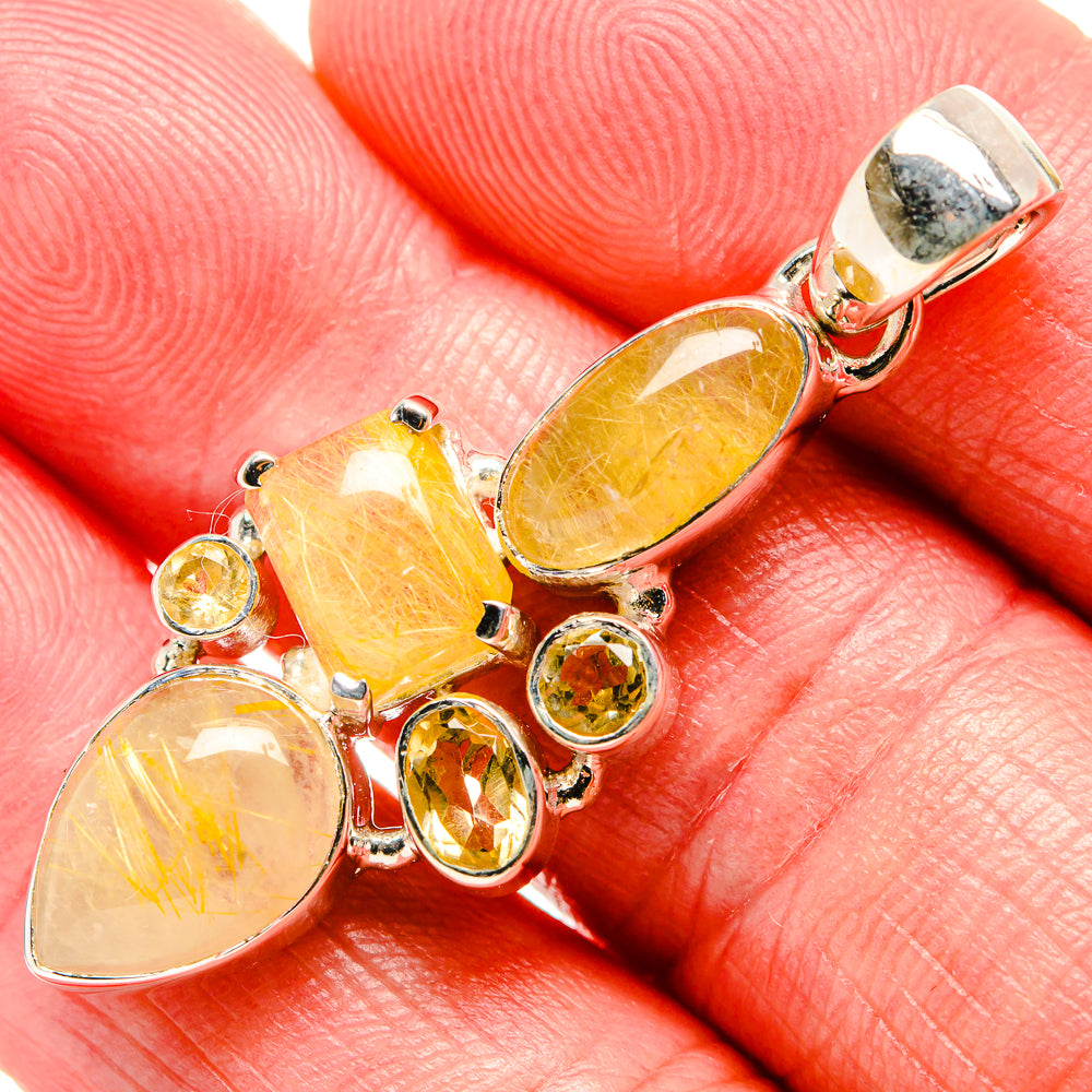 Rutilated Quartz Pendants handcrafted by Anasilvercos - PD35968