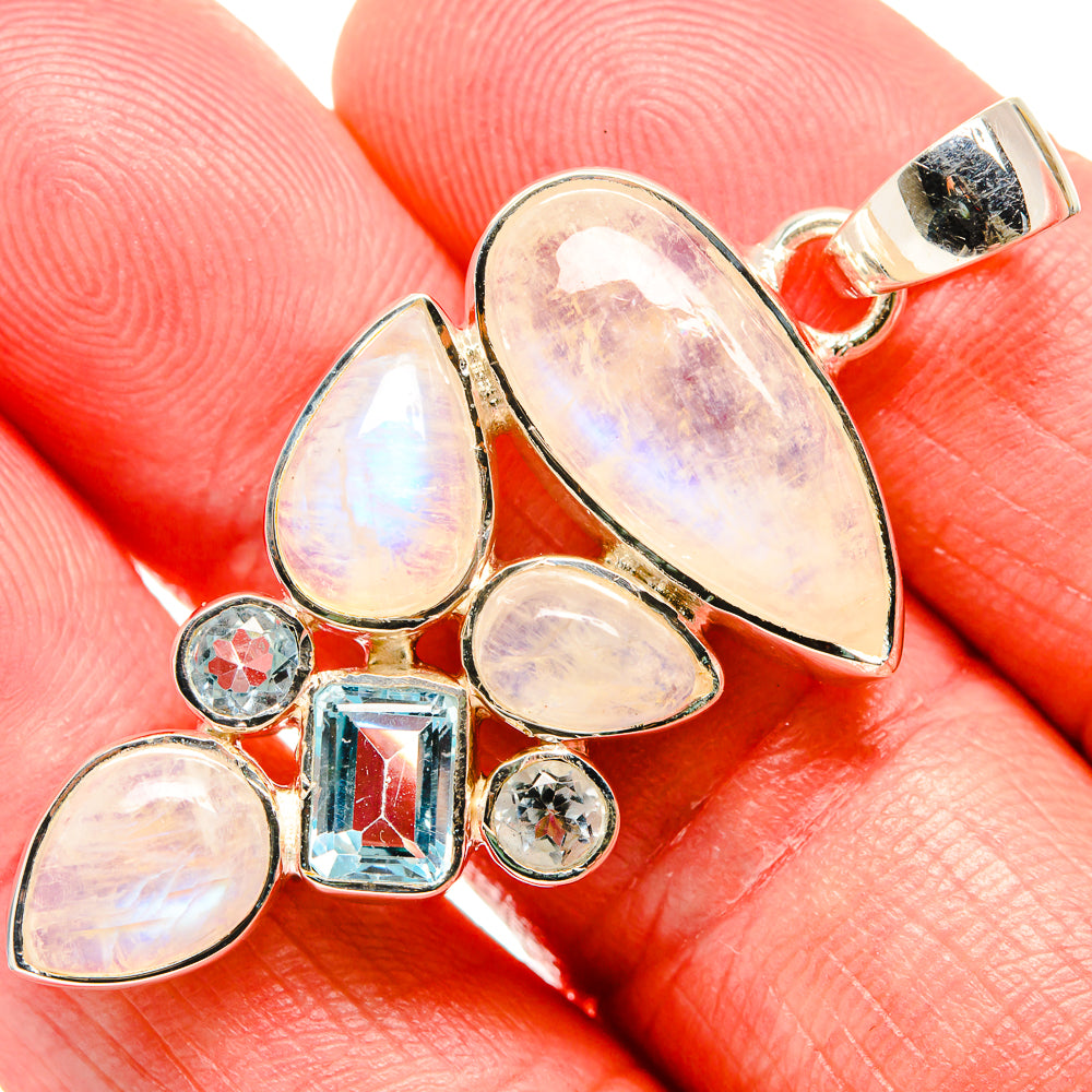 Rainbow Moonstone Pendants handcrafted by Anasilvercos - PD35977