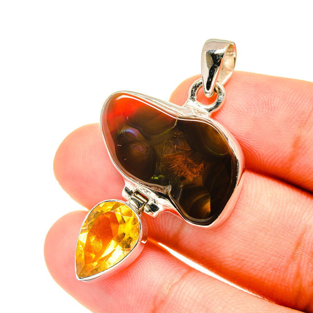 Mexican Fire Agate Pendants handcrafted by Anasilvercos - PD3604