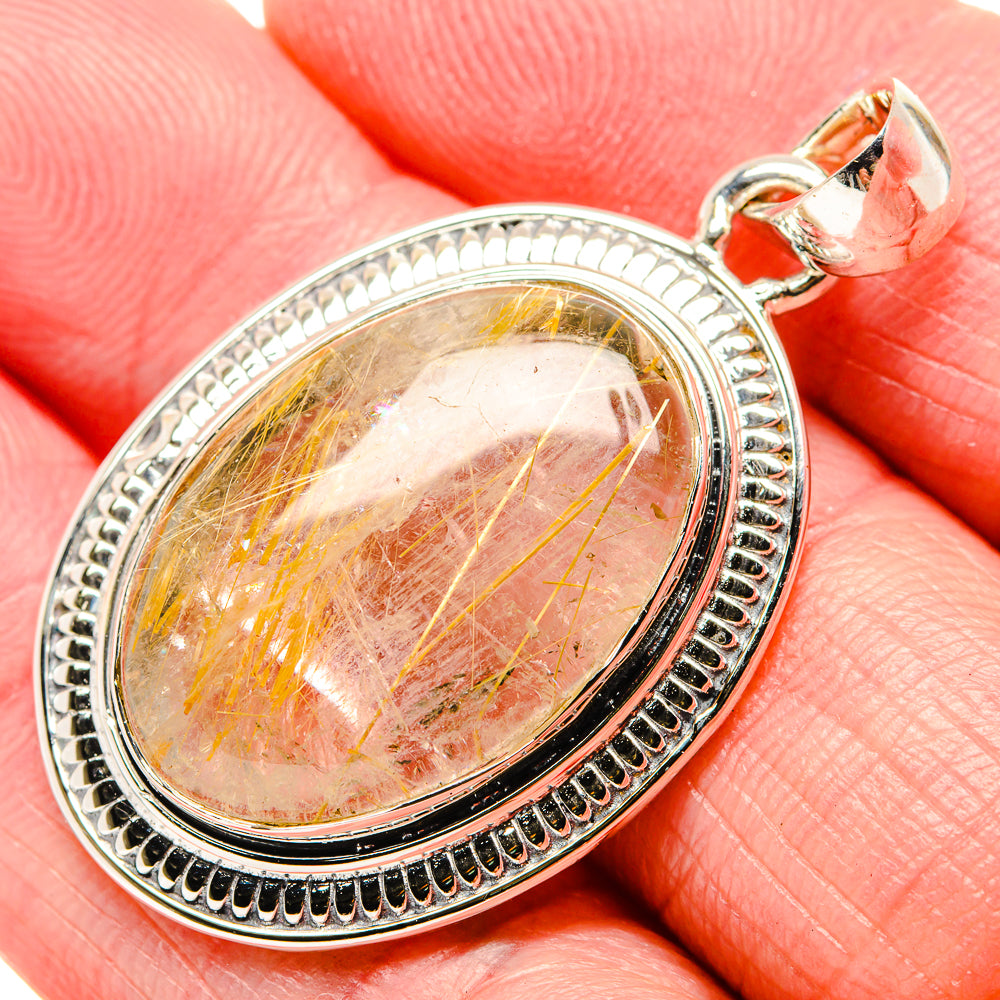 Rutilated Quartz Pendants handcrafted by Anasilvercos - PD36068