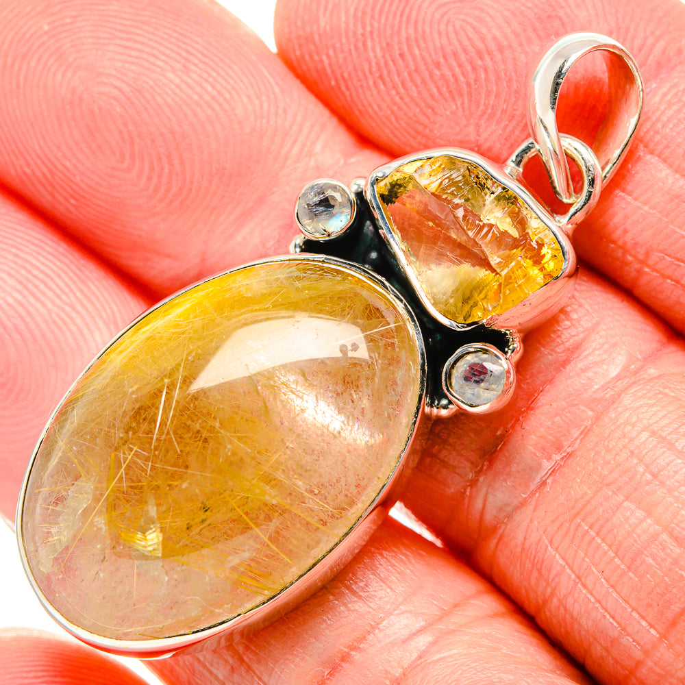 Rutilated Quartz Pendants handcrafted by Anasilvercos - PD36078