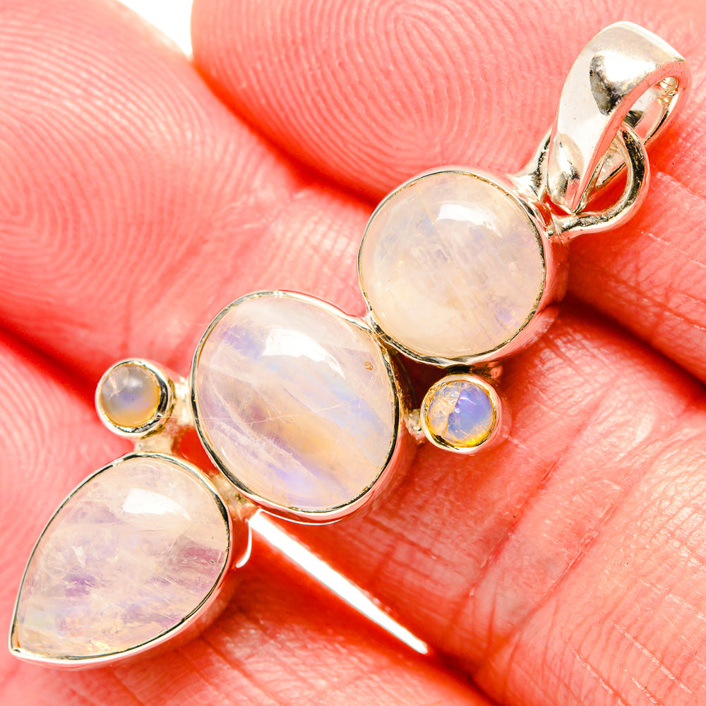 Rainbow Moonstone Pendants handcrafted by Anasilvercos - PD36093