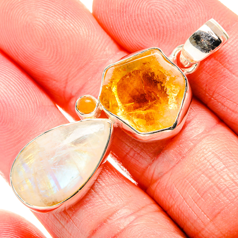 Rainbow Moonstone Pendants handcrafted by Anasilvercos - PD36100