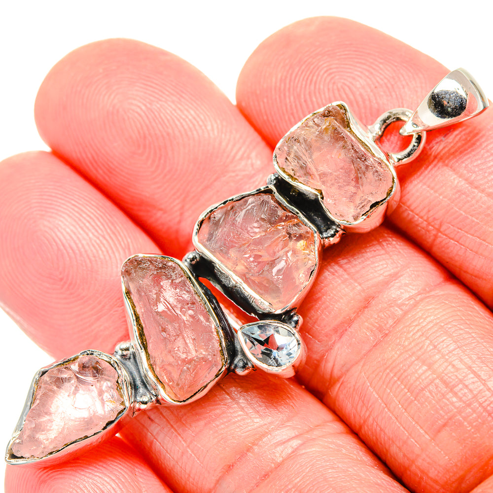 Rose Quartz Pendants handcrafted by Anasilvercos - PD36104