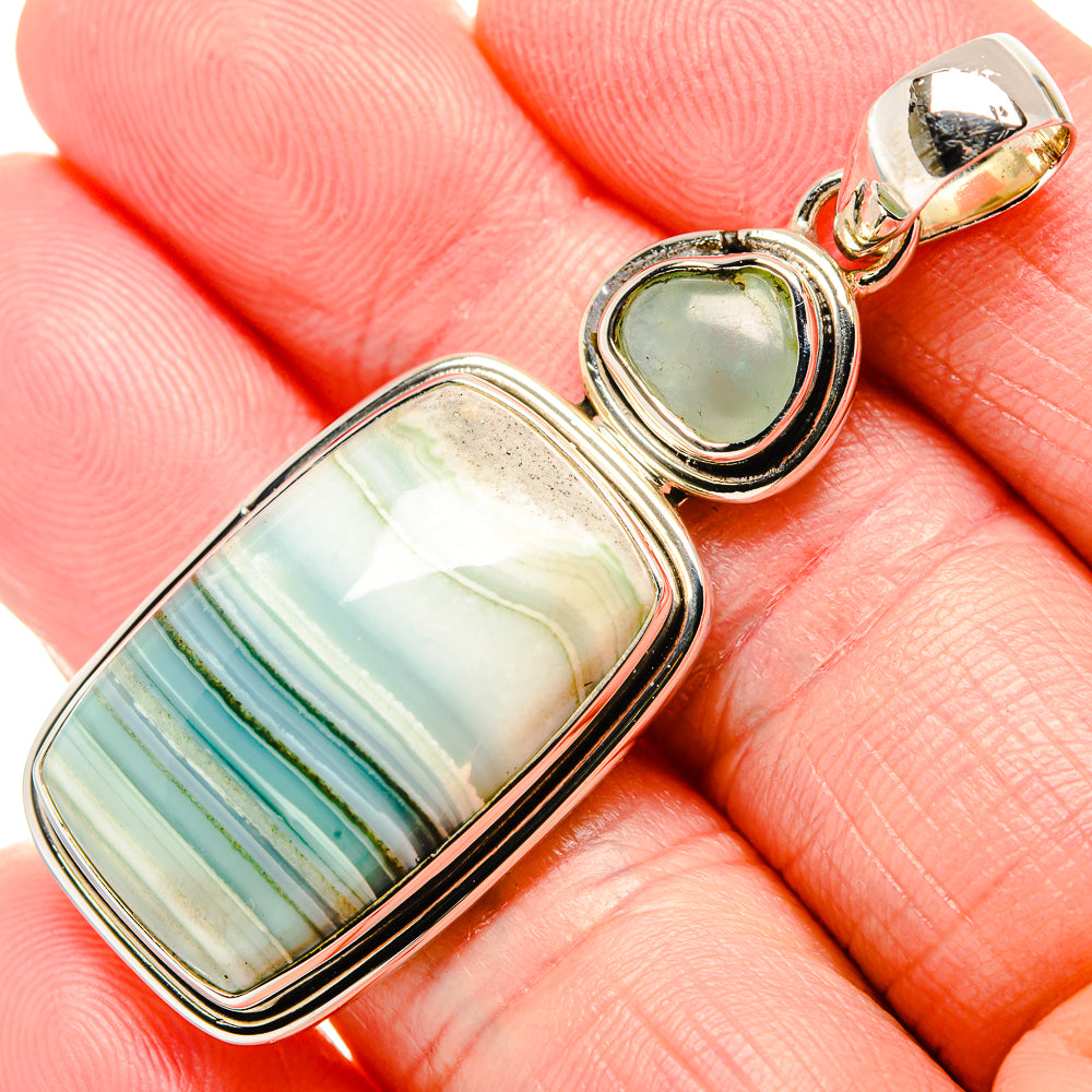 Blue Botswana Agate Pendants handcrafted by Anasilvercos - PD36163